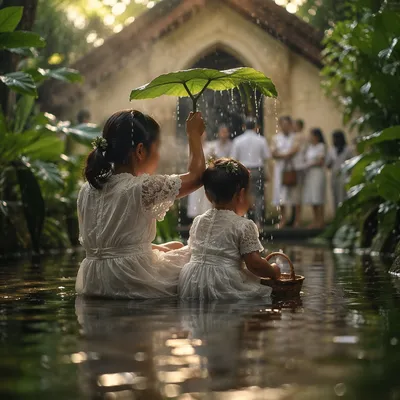 Joyful Baptized Child Family Garden Celebration