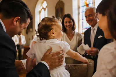 Child Baptism Celebration with Family in Church