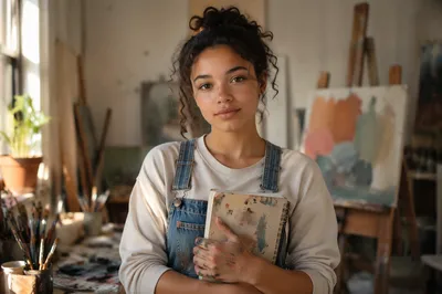 Thoughtful Teen Girl in Art Studio
