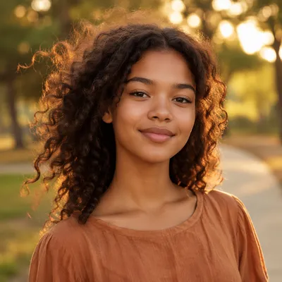 Confident Biracial Teen Girl in Park