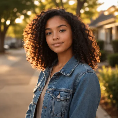 Confident Biracial Teenage Girl at Golden Hour