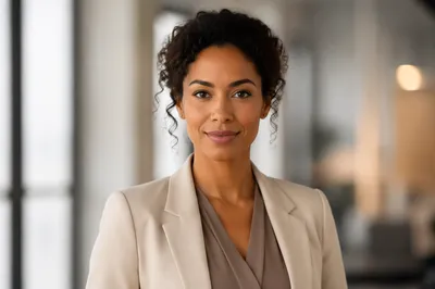 Confident Biracial Woman Professional Headshot Portrait