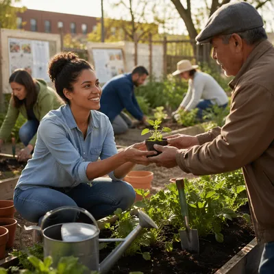 Young Volunteer Helping in Community Garden