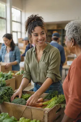 Young Volunteer Sorting Vegetables Indoors