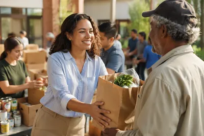 Young Woman Volunteering at Food Distribution