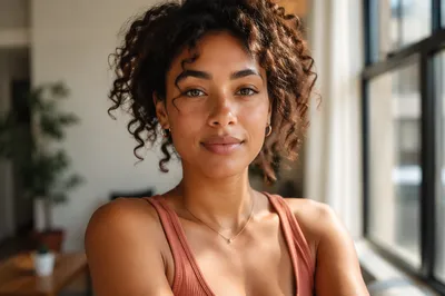 Confident Young Woman by Window Portrait