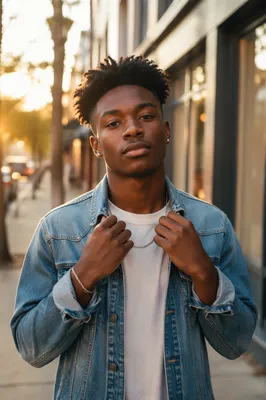 Confident Black Teen on City Sidewalk