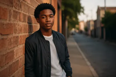 Confident Black Teen on Urban Street