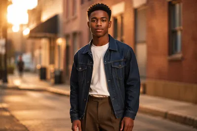 Confident Black Teen in Urban Street