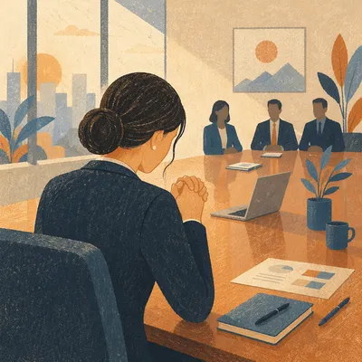 Business Professional Praying Before Office Meeting