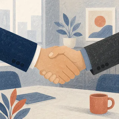 Professional Handshake in Modern Business Meeting