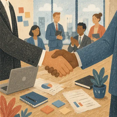 Professional Handshake in Modern Business Meeting