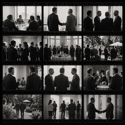 Black and White Business Meeting Contact Sheet