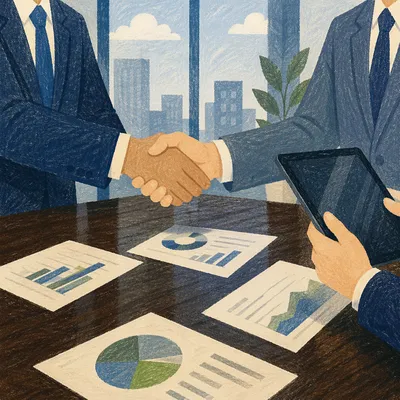Professional Handshake at Corporate Meeting Table