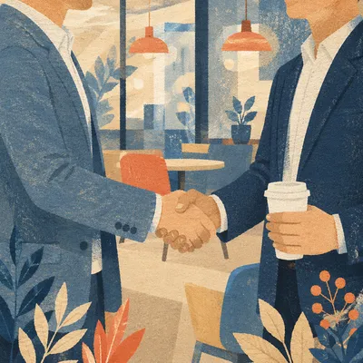 Professional Handshake in Modern Office Lounge