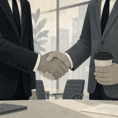 Professional Handshake in Modern Office Meeting