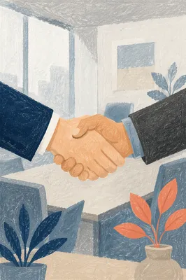 Professional Handshake in Modern Office Meeting