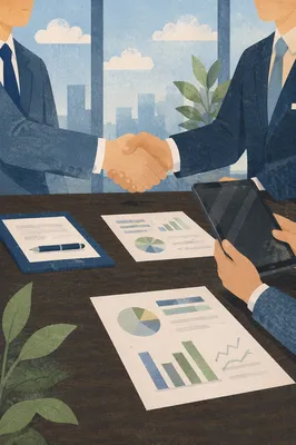 Professional Handshake at Corporate Meeting Table