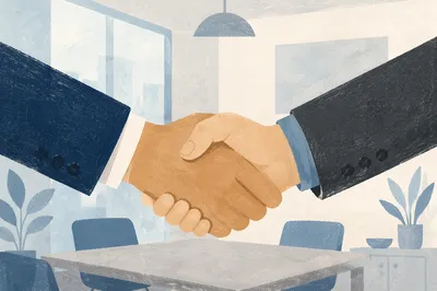 Professional Handshake in Modern Office Meeting
