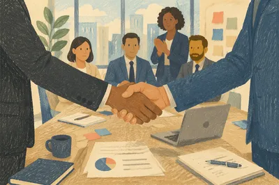 Professional Handshake in Modern Office Meeting