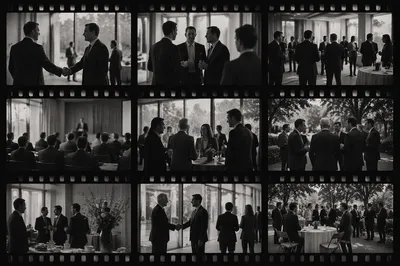 Black and White Business Handshake Contact Sheet