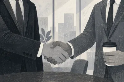 Professional Handshake in Modern Office Meeting