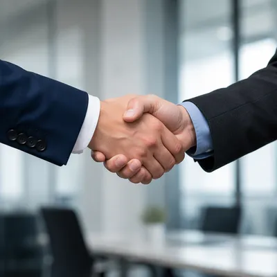 Professional Handshake in Modern Office Meeting
