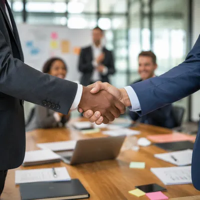 Professional Handshake in Modern Business Meeting
