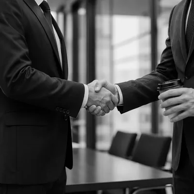 Professional Handshake in Modern Office Meeting