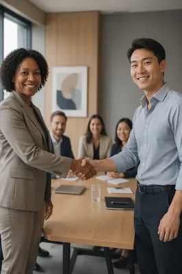 Business Handshake Across Conference Table