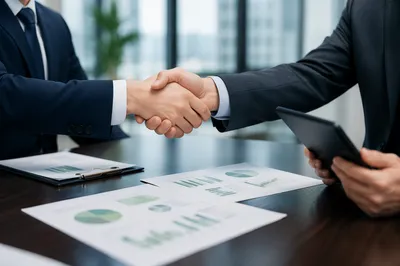 Professional Handshake Across Conference Table