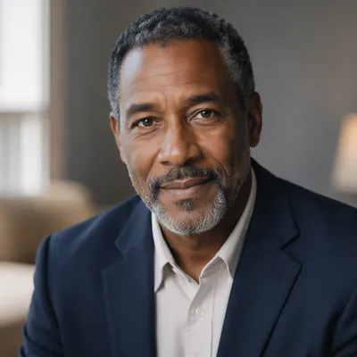 Serene Middle Aged Man Headshot Portrait