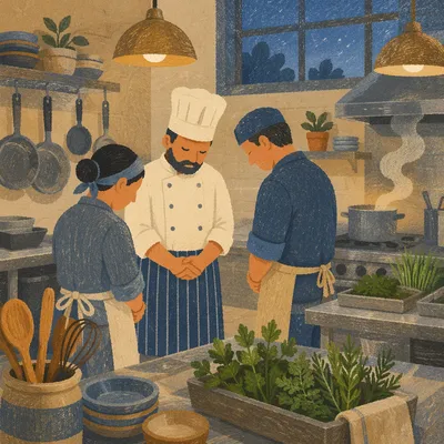 Kitchen Staff Prayer Before Dinner Service