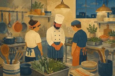 Kitchen Staff Prayer Before Dinner Service