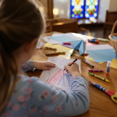 Child Coloring Jesus Church Craft Sheet