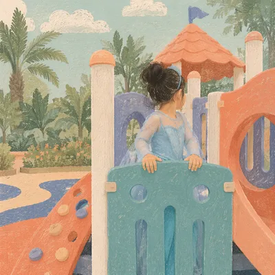 Happy Child Playing in Colorful Park