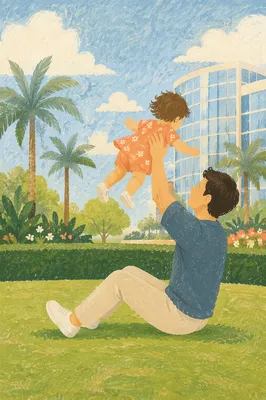 Joyful Parent and Toddler in Sunny Park