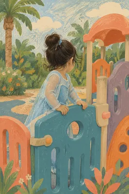 Happy Child Playing in Colorful Park