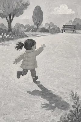 Joyful Child Running Through Quiet Park