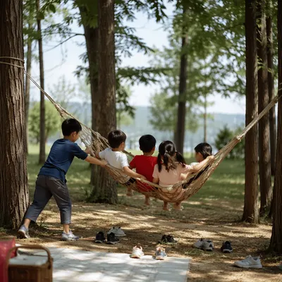 Children Playing Joyfully in Sunny Park