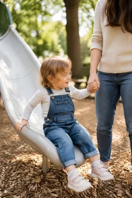Happy Toddler at Park Slide