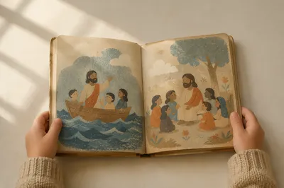 Child Reading Children's Bible Picture Book