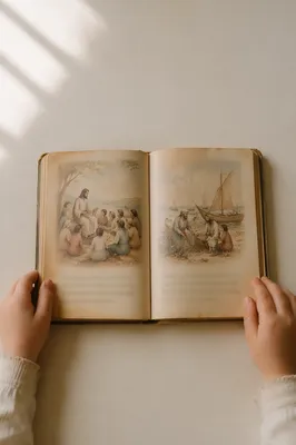 Child Reading Children's Bible Picture Book