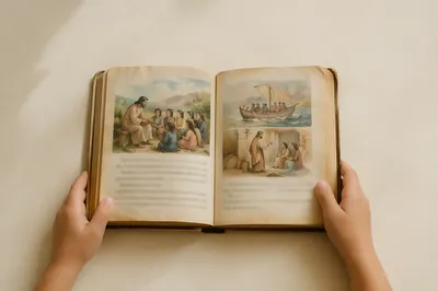 Child Reading Children's Bible Picture Book