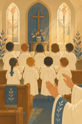 Children Church Choir in White Robes