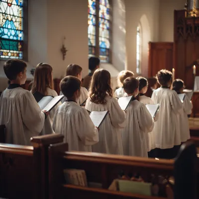Children's Church Choir in White Robes