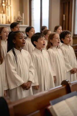 Children's Choir Singing in Traditional Church