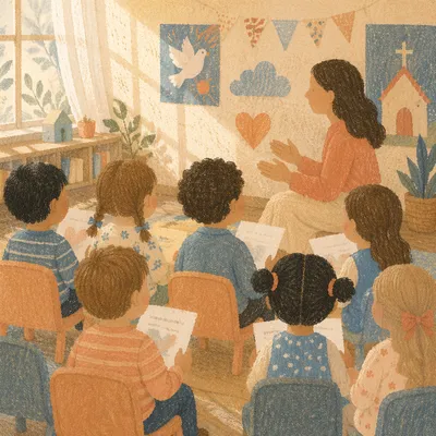 Children Singing in Warm Sunday School