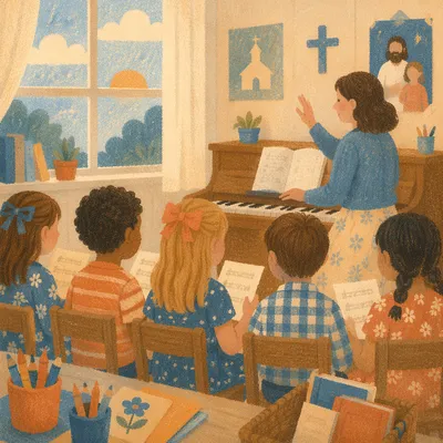 Children Singing in Sunday School Class