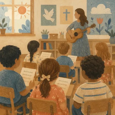 Children Singing in Sunday School Class